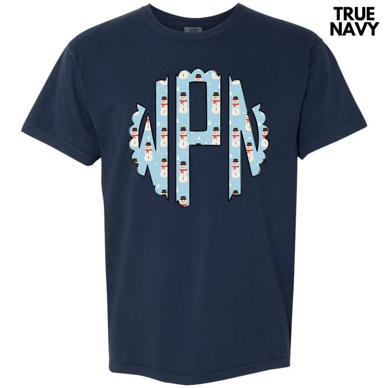 Snowman Monogram Comfort Colors T-Shirt 'NLB' Hoodie, Sweatshirt | CiraTrend.com