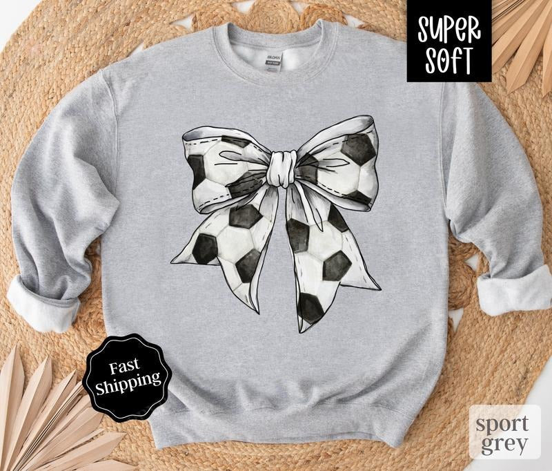 Soccer Bow Sweatshirt, Game Day Soccer Crewneck, Womens Sweatshirt, Fall Sweater T-Shirts, Hoodie | CiraTrend.com