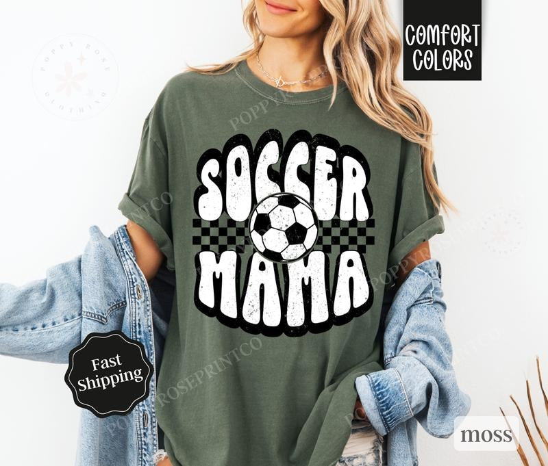 Soccer Mama Shirt Comfort Colors, Retro Gameday Tshirt, Womens Soccer Tee, Womenswear Oversized Crewneck Hoodie, Sweatshirt