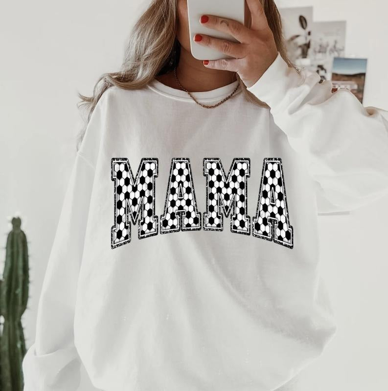 Soccer Mama Varsity  #1 Crewneck, Retro Cotton, Crewneck Fashion Fit Sleeve Comfortable Cute, CASUAL COTTON CREWNECK...