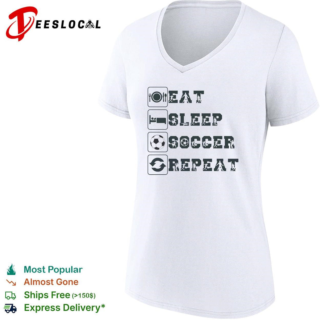 Soccer fan sports icons eat sleep repeat shirt