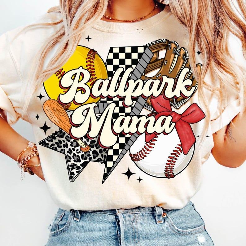 Softball Baseball Mama Tshirt, Ballpark Mama Retro Shirt, Game Day Vibes, Coquette Bow Sports Tee, Checkered Baseball...