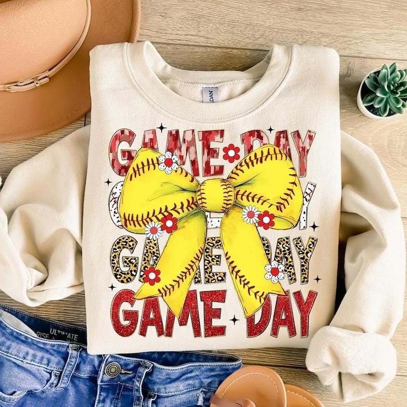 Softball Coquette , Game Day , Retro Bow , Mom , Softball Mama , Tis the Season Sweatshirt Crewneck Classic T-Shirts, Hoodie