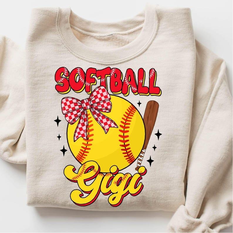 Softball Gigi Sweatshirt Retro Softball Mama Softball Coquette Game Day Softball Grandma Gift T-Shirts, Hoodie