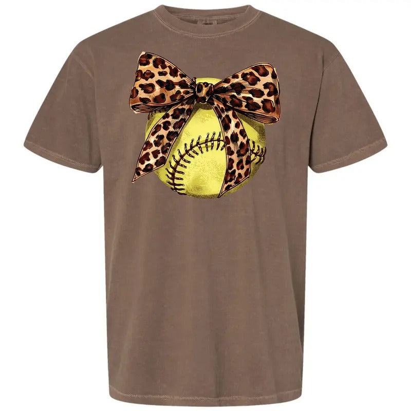 Softball Leopard Bow Comfort Colors T-Shirt 'NLB' Hoodie, Sweatshirt | CiraTrend.com