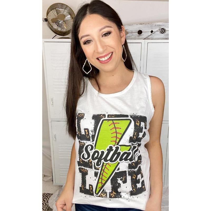 Softball Life Lightning Bolt Tank Top T-Shirts, Hoodie, Sweatshirt | CiraTrend.com