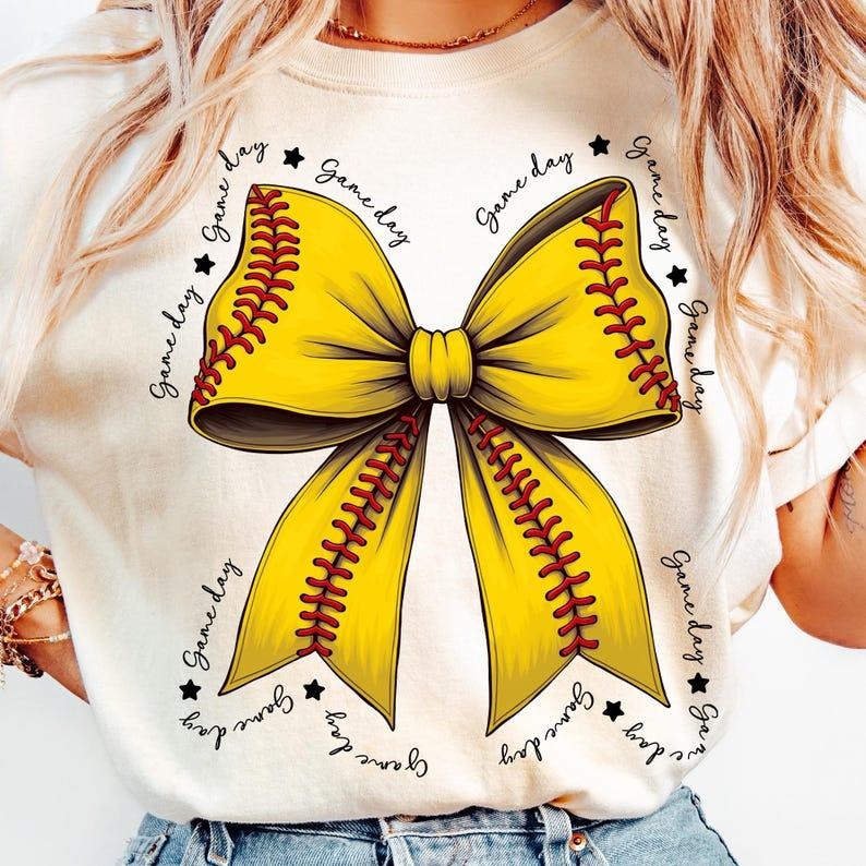 Softball t-shirt,sweatshirt,hoodie, Game Day Coquette Bow tshirt, Softball mom sweatshirt, Game Day, Retro Softball...