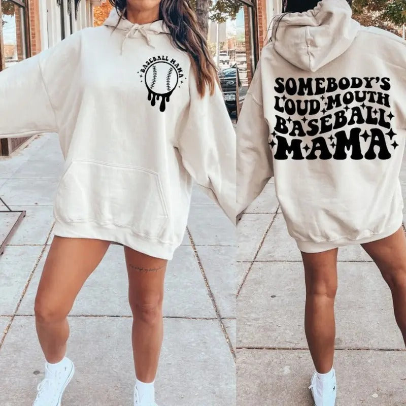 Somebody's Loud MOUTH Baseball Mama Melting Smile shirt original front and back Hoodie, Sweatshirt | CiraTrend.com