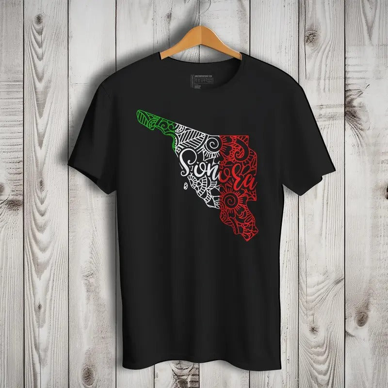 Sonora Mexico Patriotic Mexican Short Sleeve T-Shirt- Playera Patriota De Mexico Casual Crewneck Cotton Menswear Hoodie,...