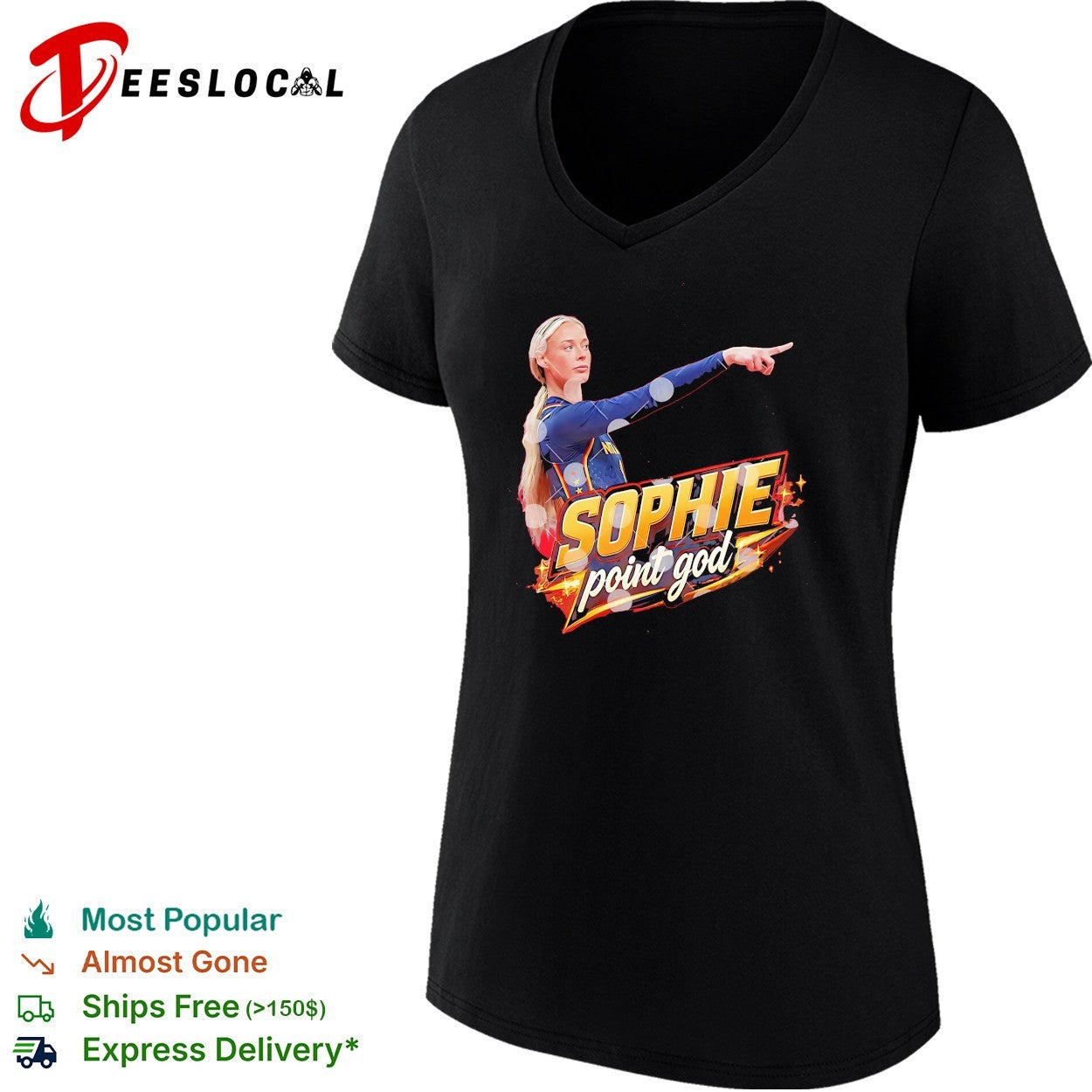 Sophie Cunningham Indiana Fever pointing point god badge shirt