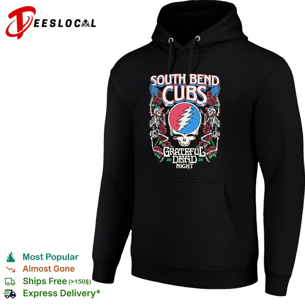 South Bend Cubs Grateful Dead Night 2026 Steal Your Face Baseball Skeleton shirt