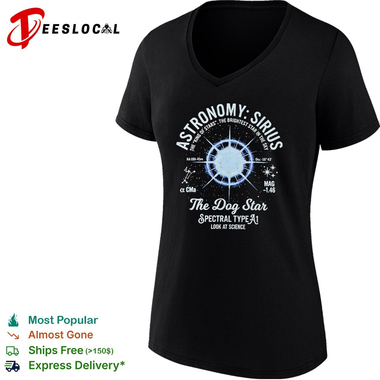Space diagram astronomy Sirius the dog star shirt