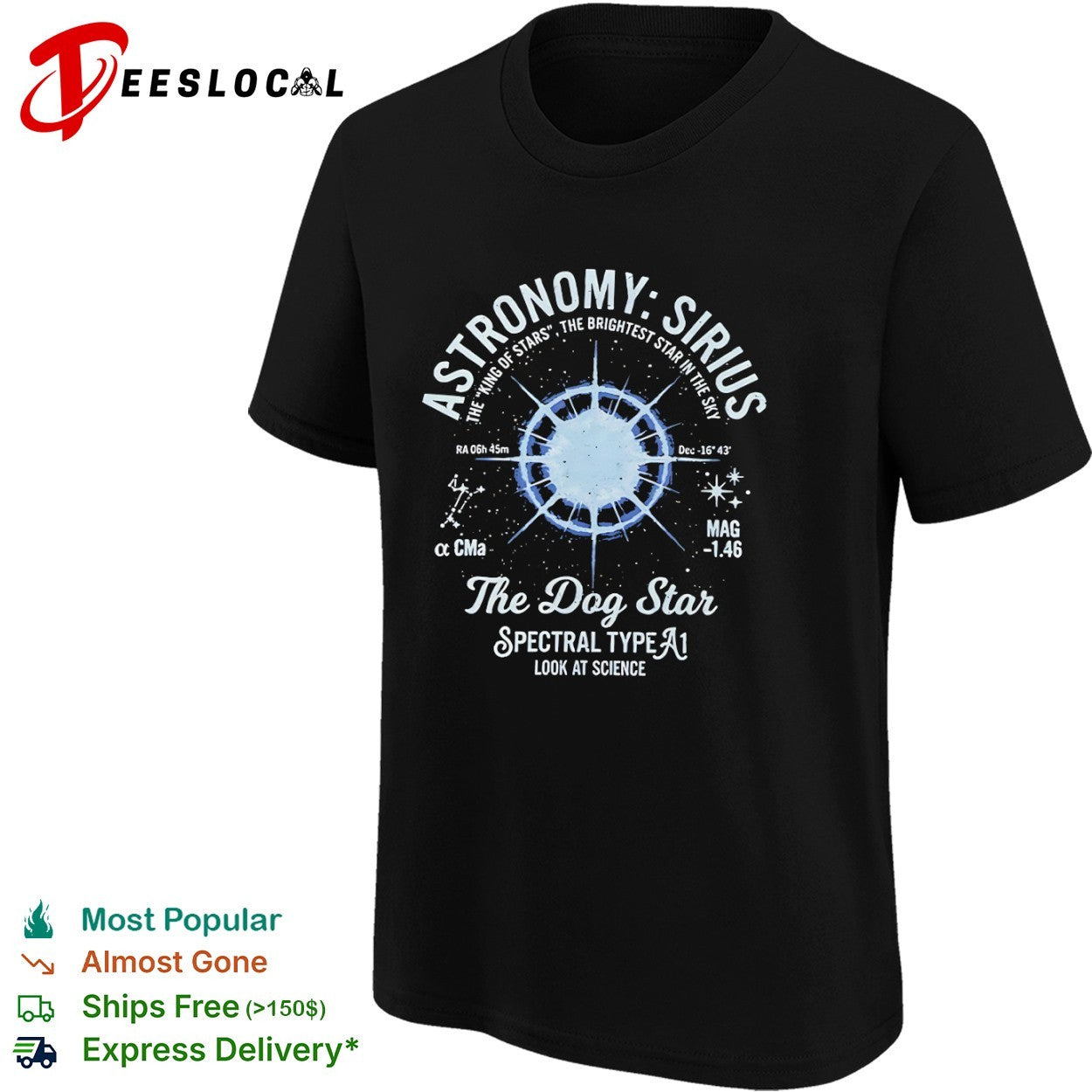 Space diagram astronomy Sirius the dog star shirt