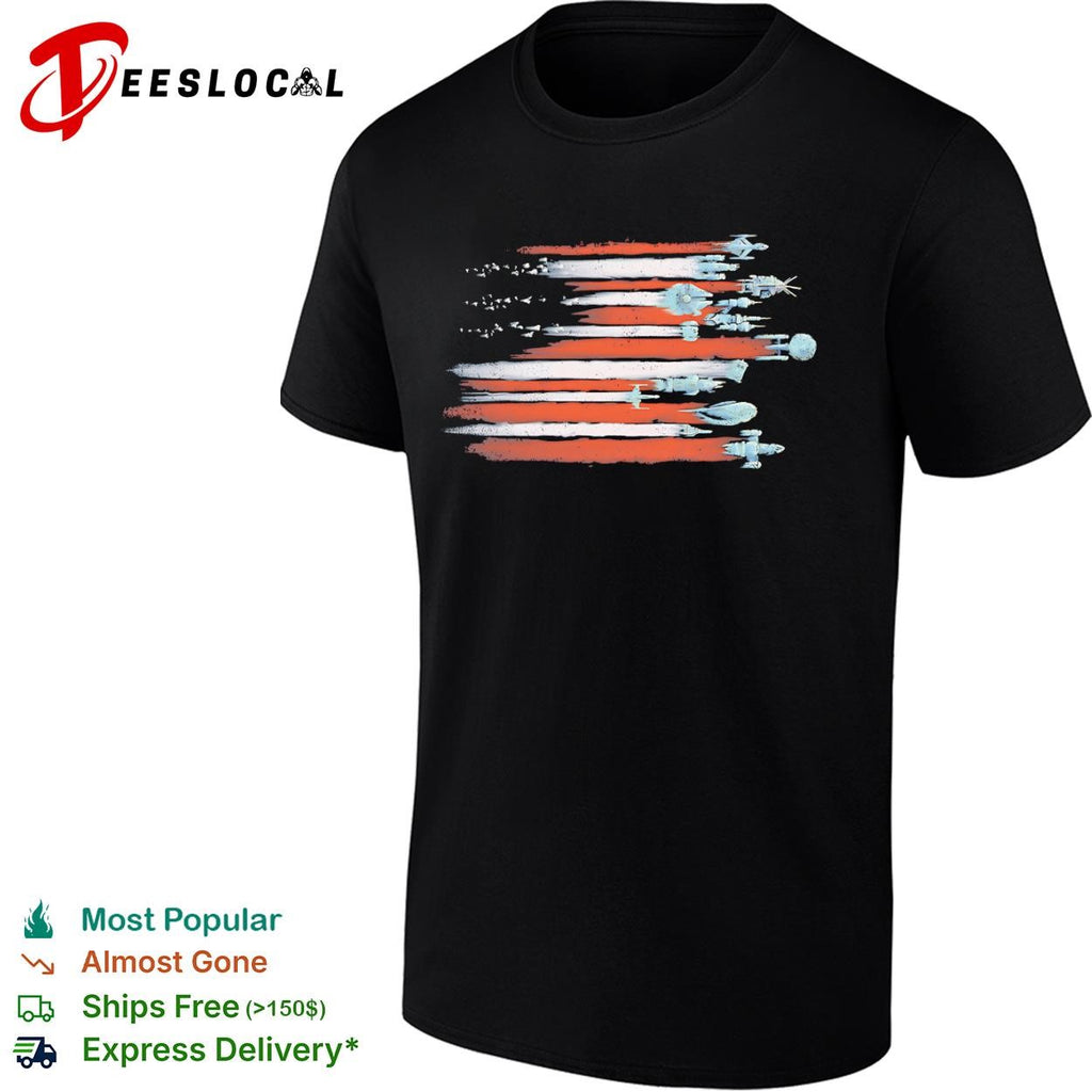 Spacecraft and the American flag Vintage Sci-Fi shirt