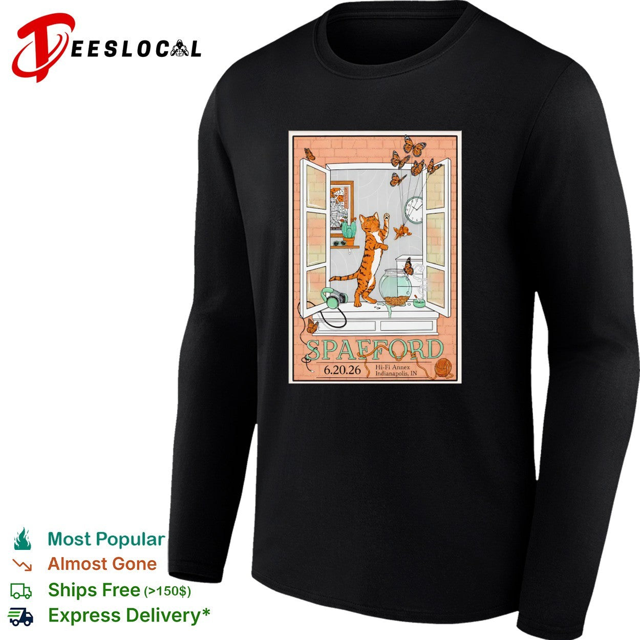 Spafford cat window Indianapolis poster shirt