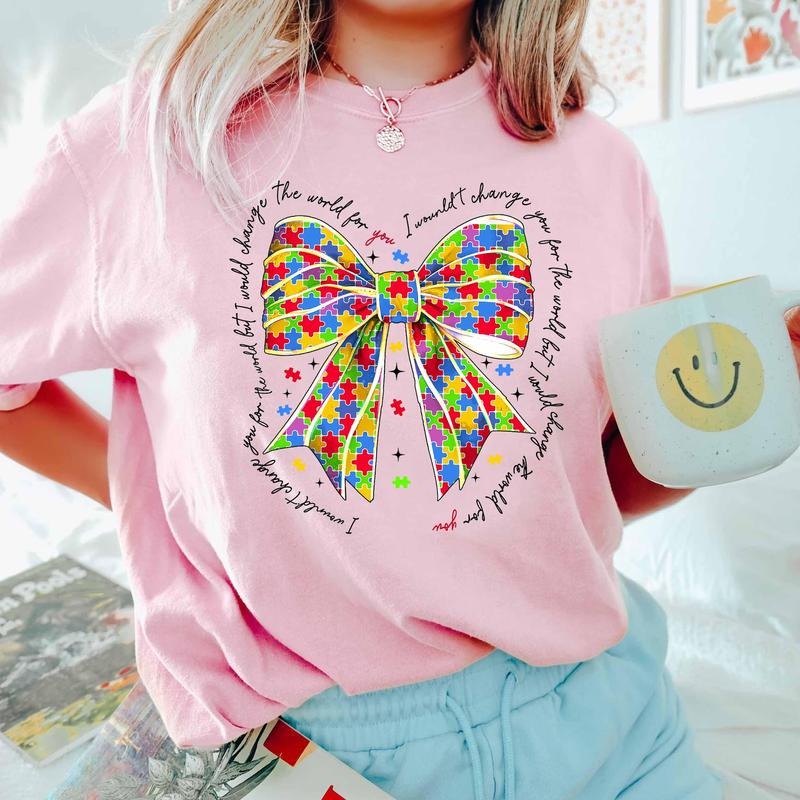 Special Education Autism Awareness Tee With A Coquette Bow, Mom Surprise Gift, Mother's Day Outfit Hoodie, Sweatshirt