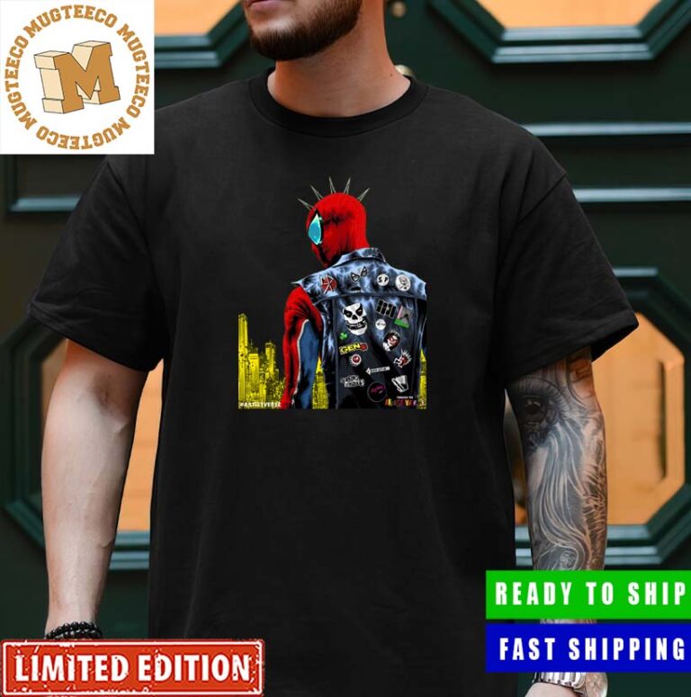 Spider Punk In Spiderman Across The Spiderverse Punk Rock Jacket Detail Unisex T-Shirt