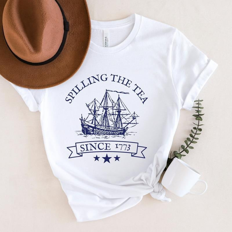 Spilling The Tea Since 1773 Funny Fourth Of July T Shirt Hoodie Sweater Patriotic Shirt History Teacher Gift Independence...