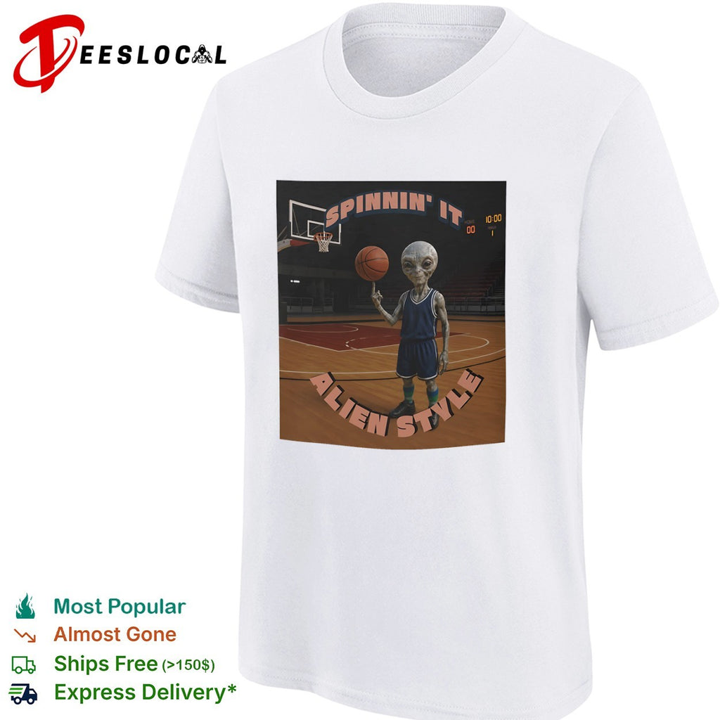 Spinnin it alien style basketball alien shirt