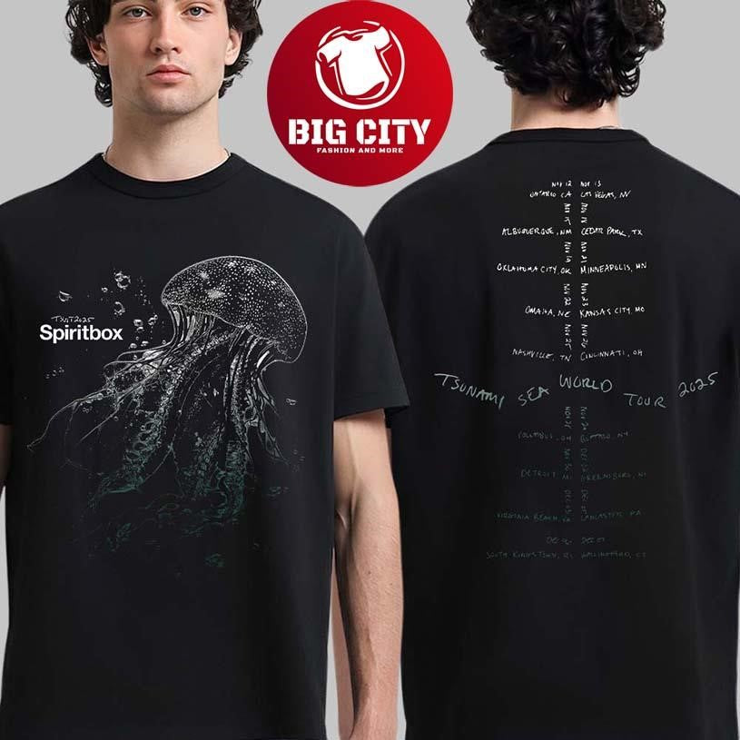 Spiritbox The Tsunami Sea North American Tour 2025 Part 2 Jellyfish With Dates Back Two Sided Shirt