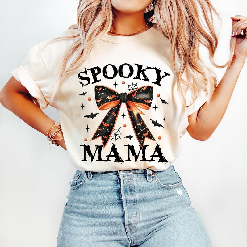 Spooky Mama Coquette Halloween Spooky Season Retro Halloween Spooky Vibes Fall Halloween Shirt Sublimation TK43GN Hoodie,...