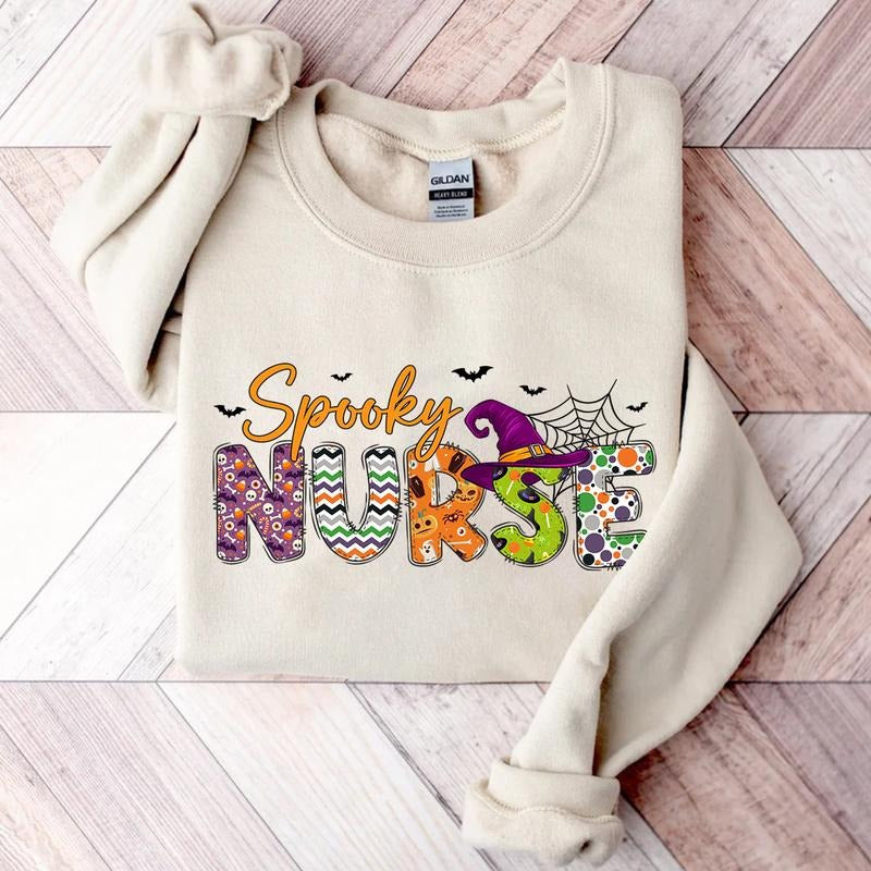 Spooky Nurse Shirt - Cute Halloween T-Shirt for Nurses, Spooky Season Sweatshirt, Fall Medical Gift Hoodie | CiraTrend.com