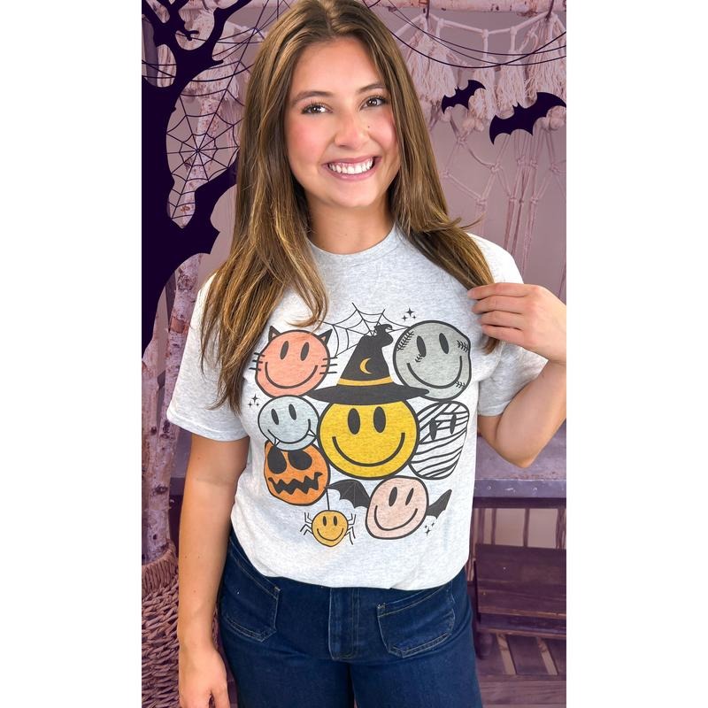 Spooky Smiley Halloween Graphic T-Shirt Hoodie, Sweatshirt | CiraTrend.com