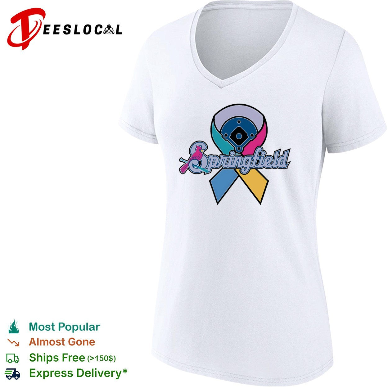 Springfield Cardinals awareness ribbon baseball team shirt