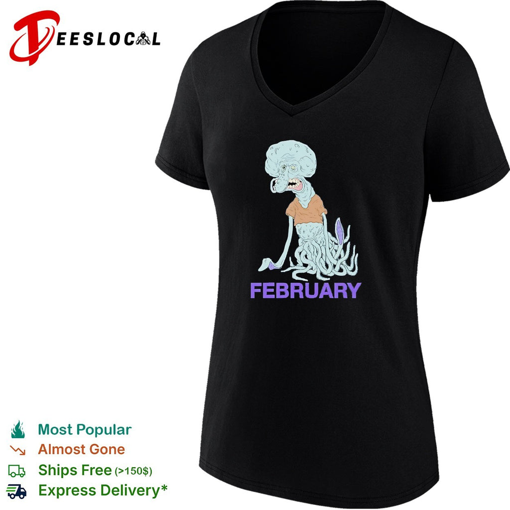 Squidward February Birthday meatcanyon style distorted cartoon shirt