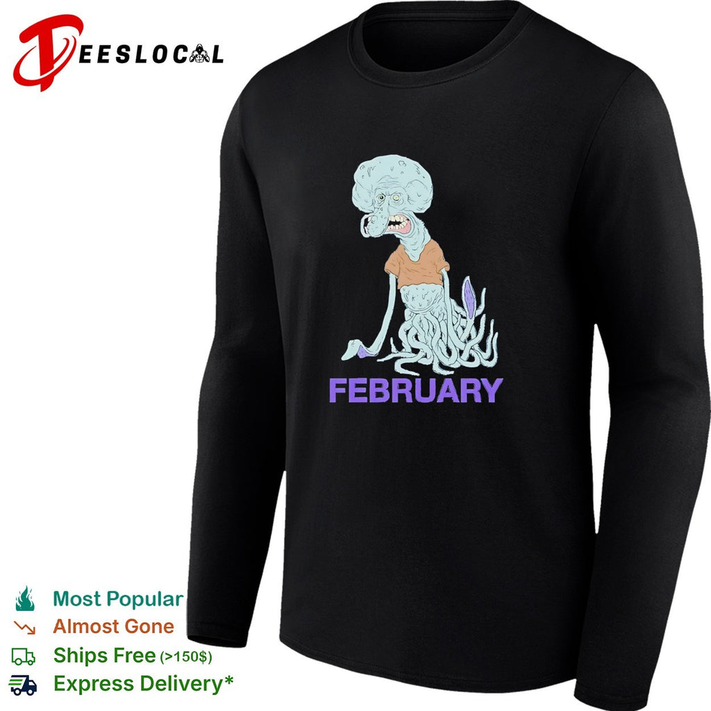 Squidward February Birthday meatcanyon style distorted cartoon shirt