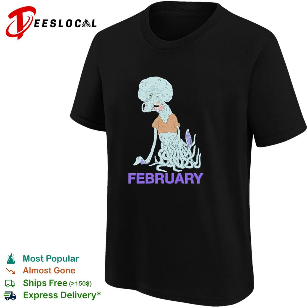 Squidward February Birthday meatcanyon style distorted cartoon shirt