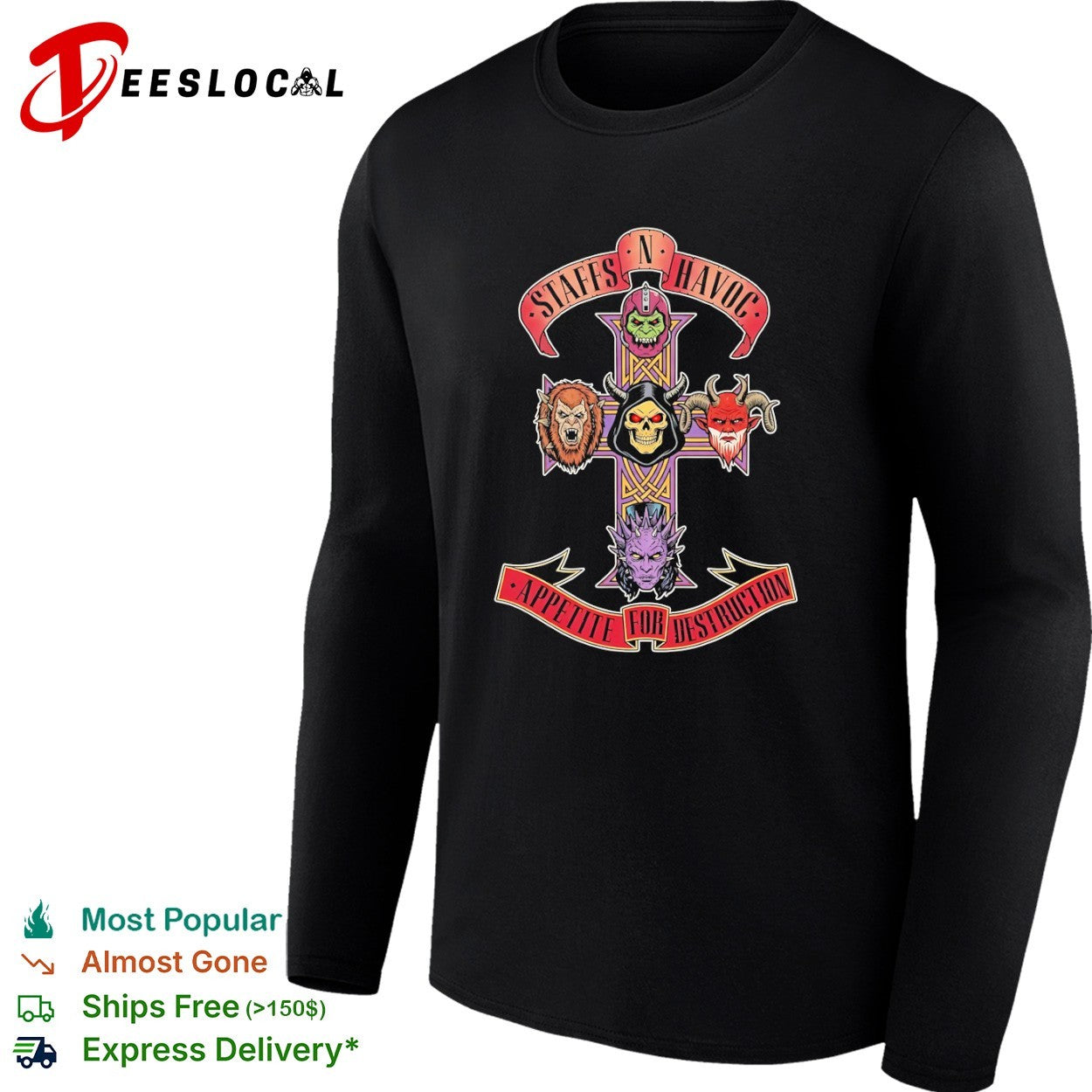 Staffs n Havoc Appetite for Destruction He Man Skeletor shirt