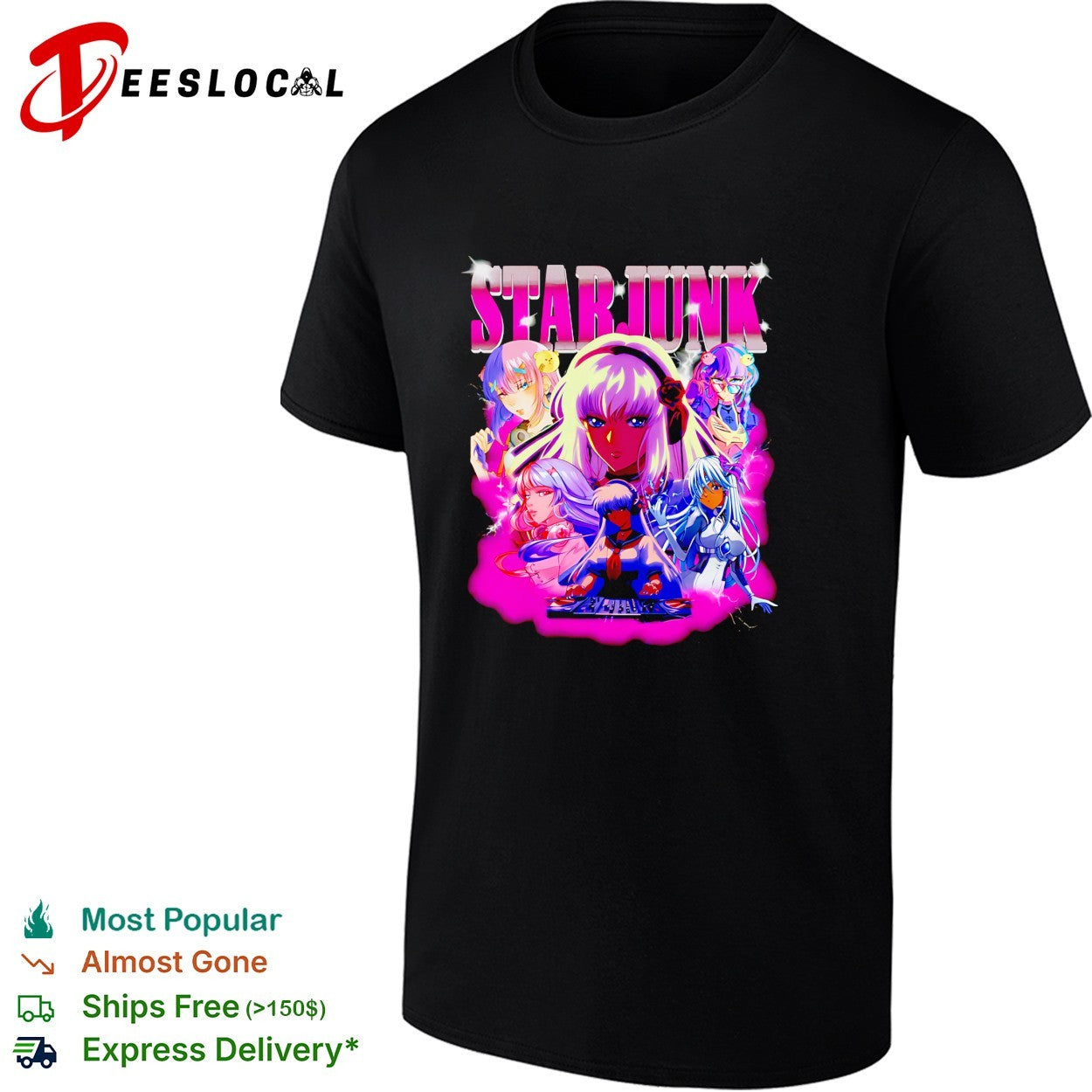 Starjunk anime dj girl futuristic graphic shirt