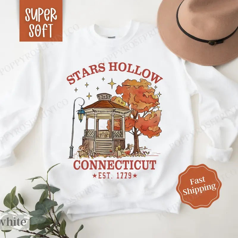 Stars Hollow Sweatshirt,  Cozy Fall Sweatshirt for Women, Pumpkin Season Sweater, T-Shirts, Hoodie | CiraTrend.com