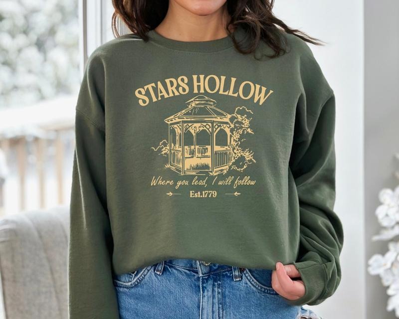 Stars Hollow Sweatshirt, Stars Hollow Where You Lead I Will Follow Hoodie, Vintage Style Lukes Diner Sweater, Autumn...