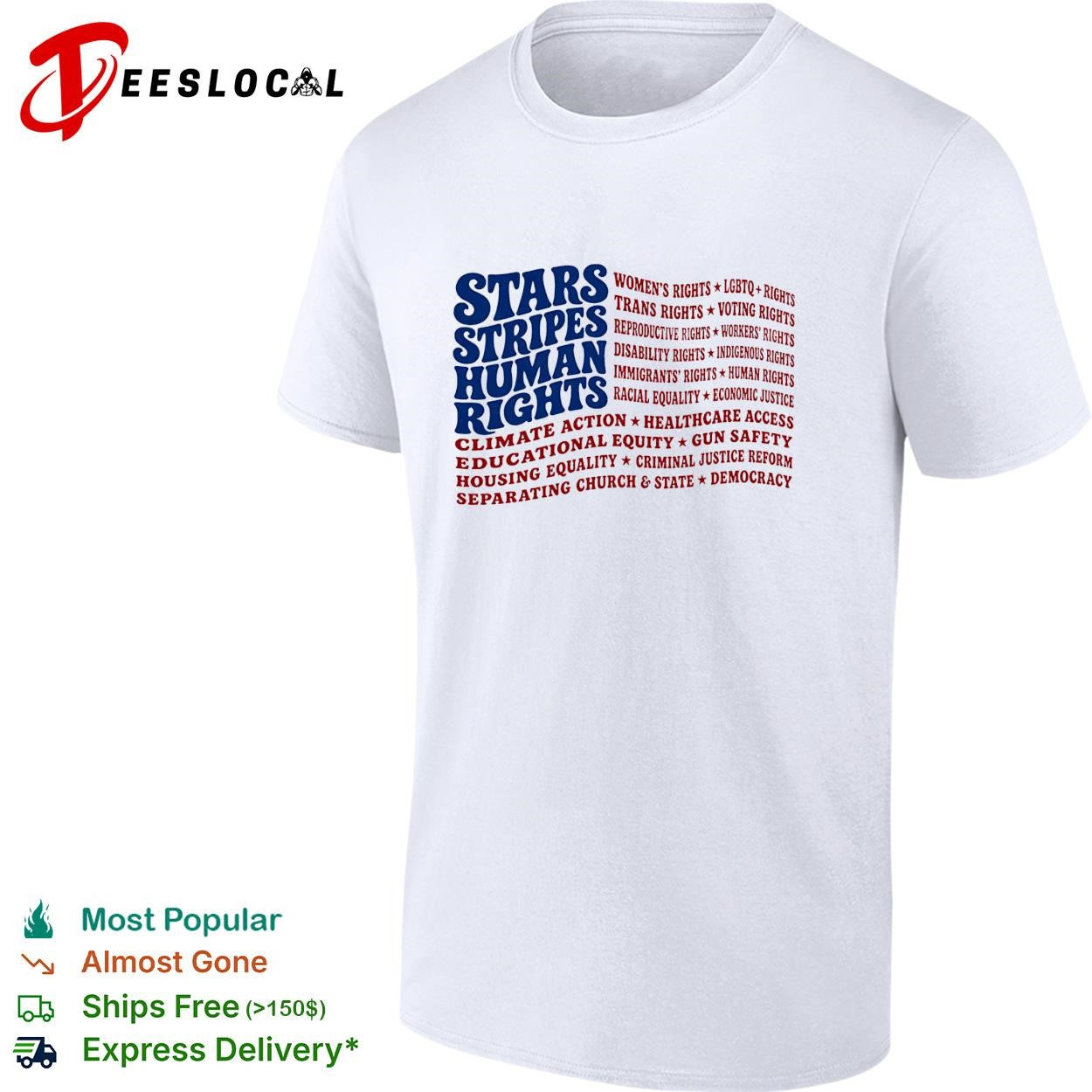 Stars and stripes and human rights USA flag liberal patriotic equal rights shirt