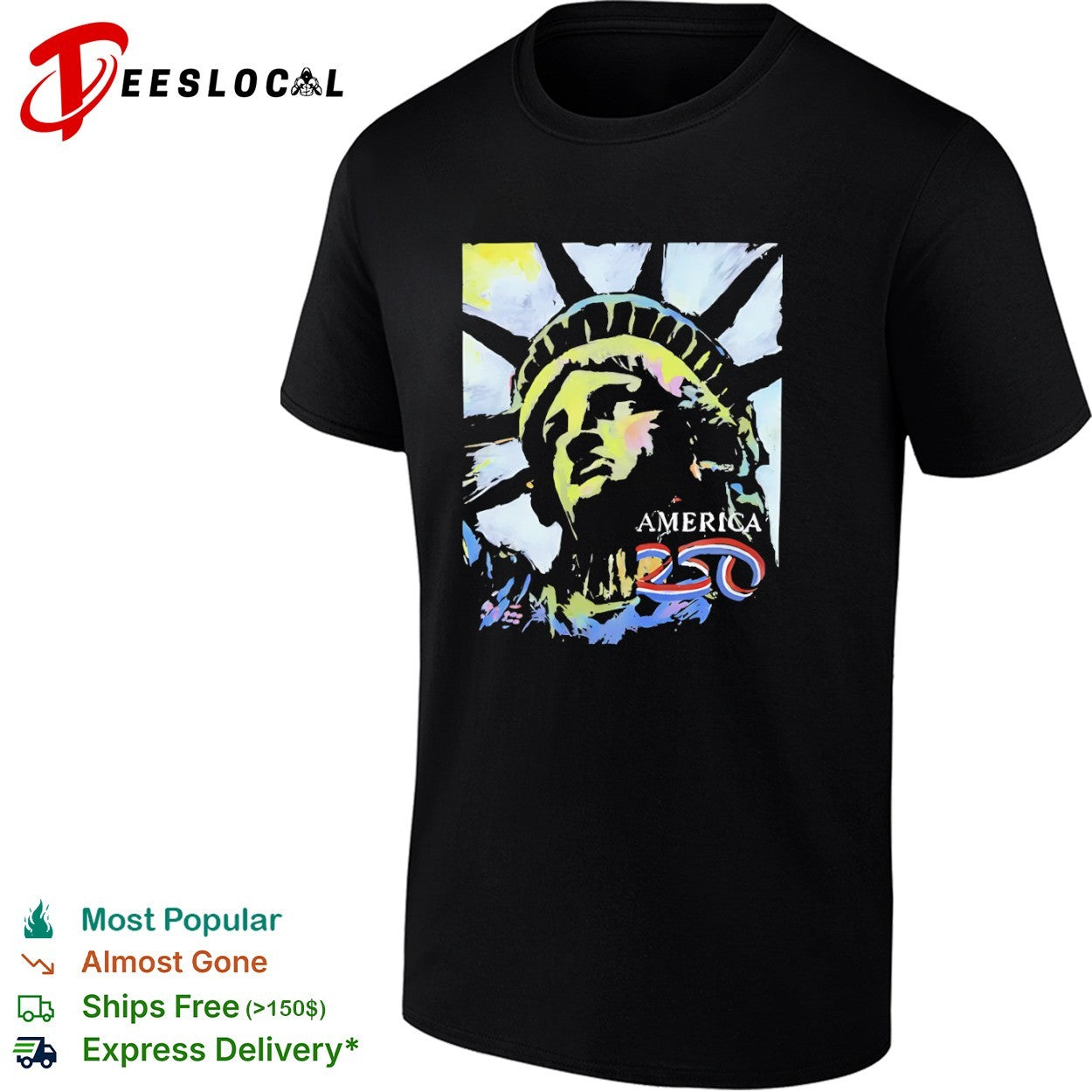 Statue of Liberty America 250 patriotic national monument celebration art shirt