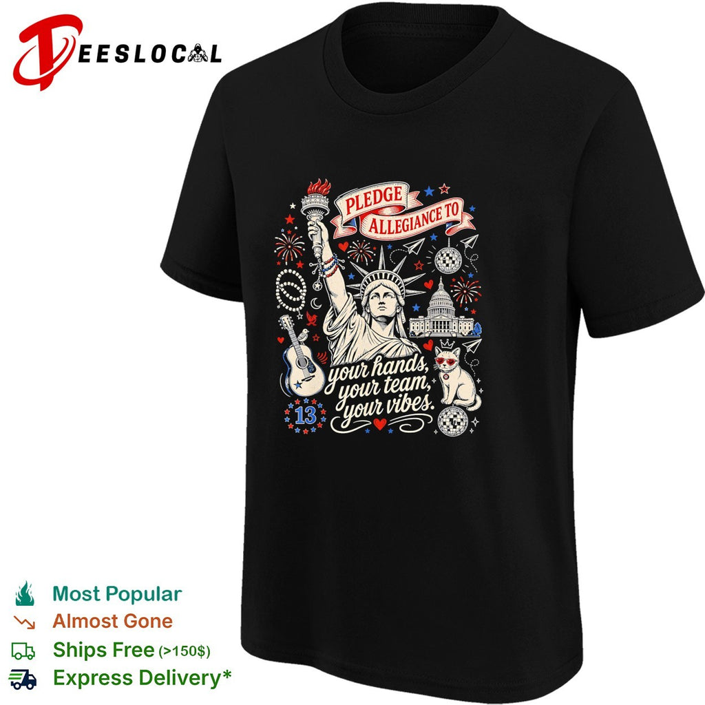 Statue of Liberty pledge allegiance crescent moon star black shirt