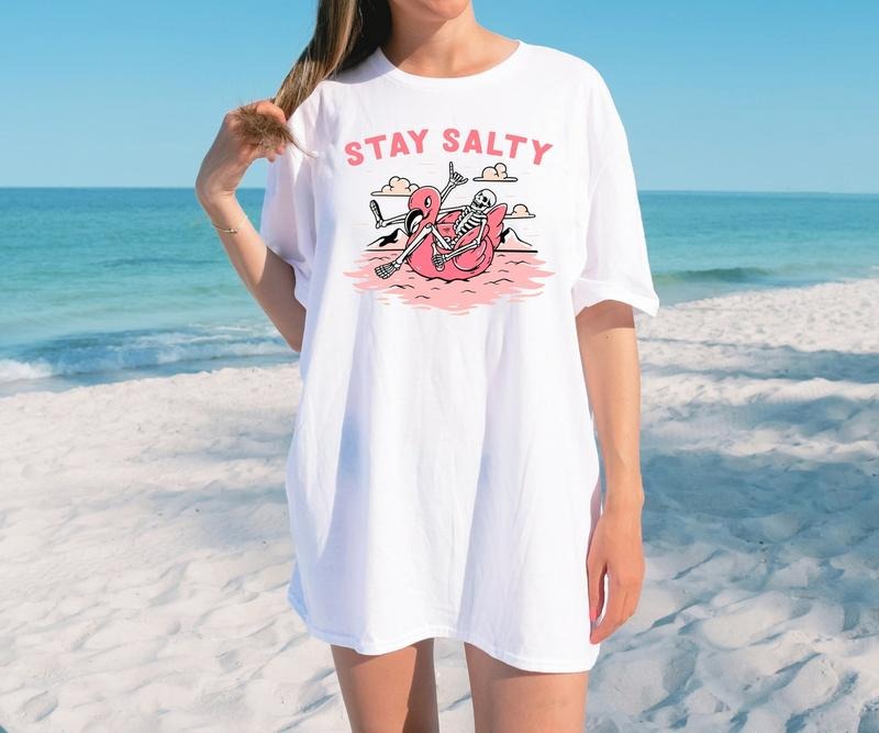 Stay Salty Tee, Salty Skeleton T-shirt, Beach Tee, Salty T-shirt, Funny Skeleton Beach Tee Hoodie, Sweatshirt | CiraTrend.com