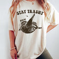 Stay Trashy Raccoon Graphic T-Shirt, Retro Unisex Adult T Shirt, Vintage Raccoon T-Shirt, Nostalgia Shirt, Relaxed Cotton...