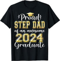 Stepdad T Shirt, Gifts For Stepdad, Super Proud Step Dad of 2024 Graduate Awesome Family College T-Shirt Yellow Style...