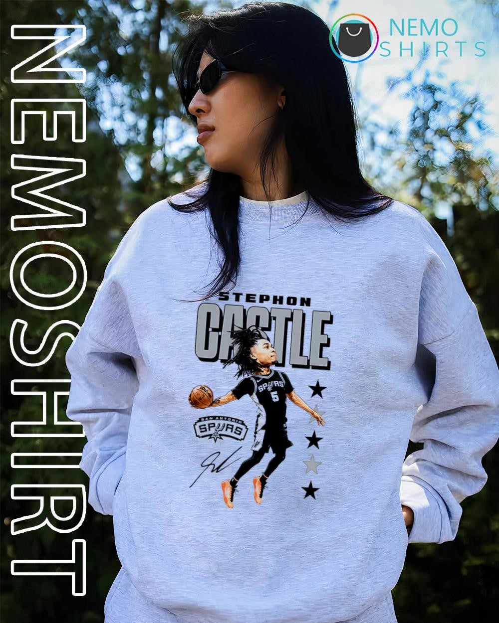 Stephon Castle an Antonio Spurs professional basketball player signature shirt