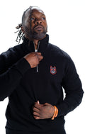GUILTY GEAR - 'Zato-1 Pressure' Small Logo Embroidered Quarter-Zip Sweatshirt - Black T-Shirts, Hoodie (Image 1)