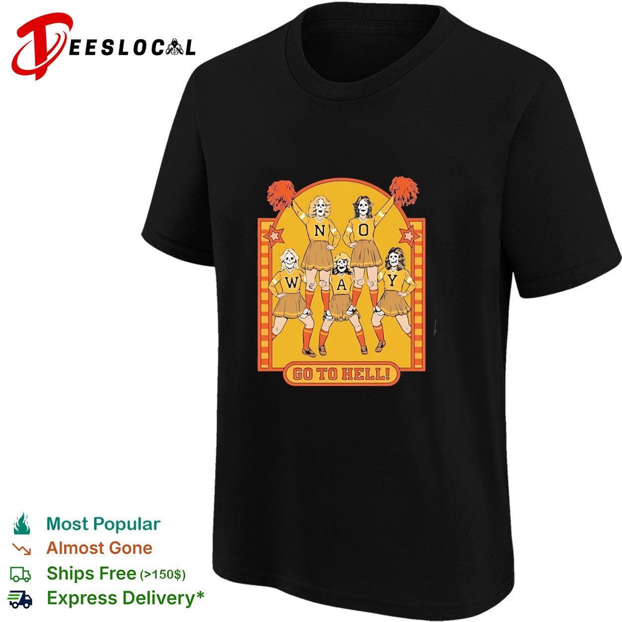 Steven rhodes no way go to hell skeleton cheerleaders vintage shirt