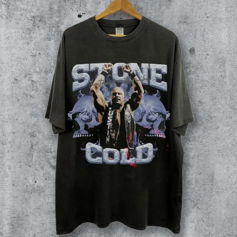 Stone Cold Vintage 90s Graphic Style T-Shirt, Steve Austin Shirt, Vintage Oversized Sport Tee, Unisex shirt, Wrestling...