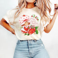 Strawberry & Character Print Top T-Shirt, y2k clothing Streetwear Womenswear Comfort Top Cotton Hoodie, Sweatshirt