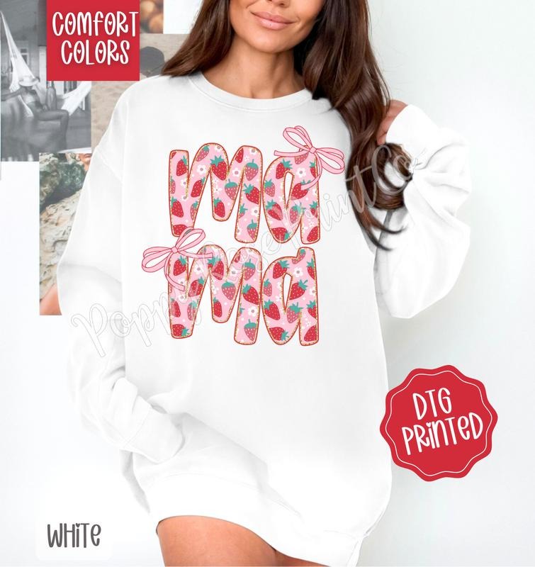 Strawberry Mama Comfort Colors Sweatshirt, Cute Summer Sweater, Trendy Women's Crewneck, Gift for Her T-Shirts, Hoodie