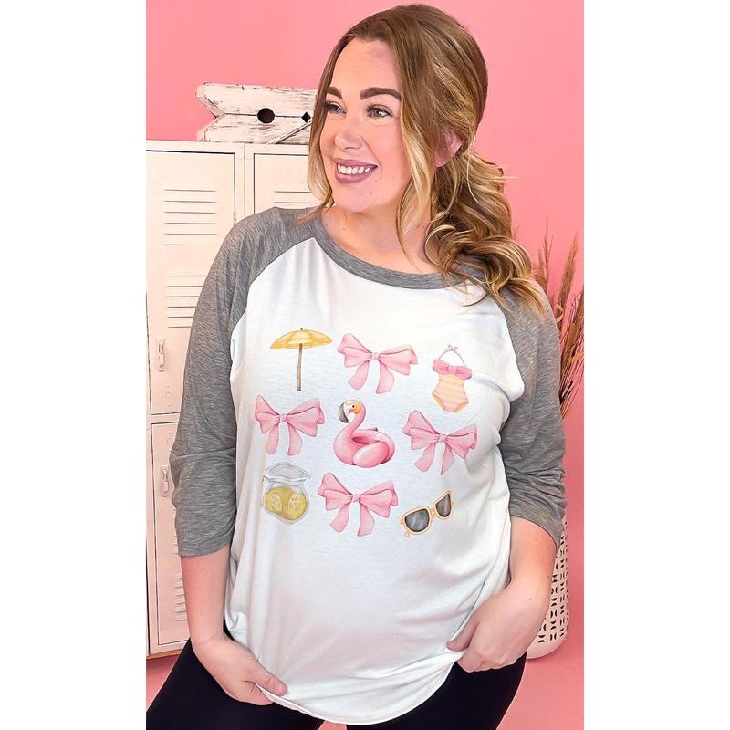 Summer Coquette Bows Adult Graphic Raglan T-Shirts, Hoodie, Sweatshirt | CiraTrend.com