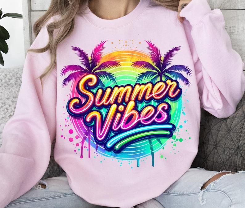Summer Vibes Shirt, Design, Colorful Summer Shirt, Neon Summer , Tropical , T-Shirt  T-shirt, sweater and Hoodie Sweatshirt