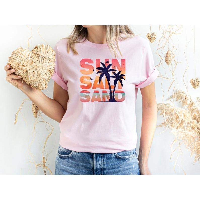 Sun Sand Salt Beach T Shirt Hoodie Sweater, Retro T-Shirt, Trendy Beach Shirts for Women, Summer Vacation Shirts, Womens...